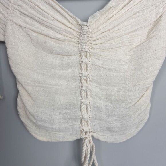 JEN’S PIRATE BOOTY | Off White Off-Shoulder Vesuvius Tie Boho Top Women’s Size S - Picture 6 of 8